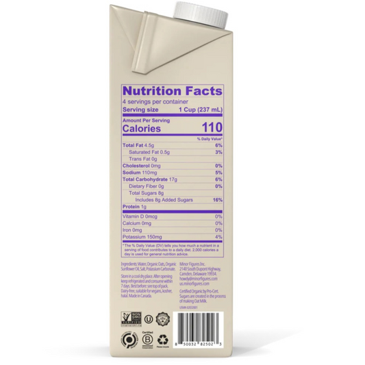 Minor Figures Organic Barista Oat Milk - 32 oz