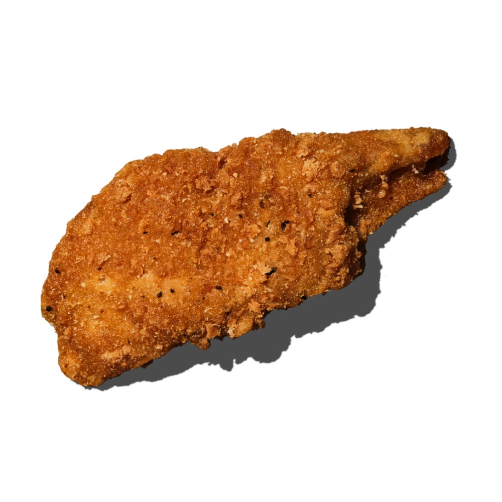 A cooked Daring Plant-Based Breaded Chicken Strip