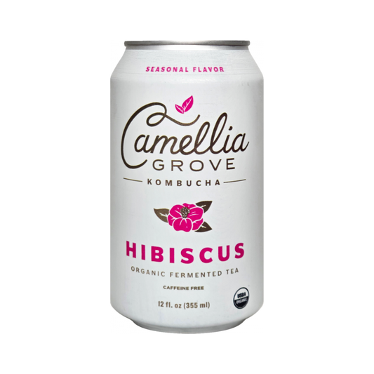 12 oz can of Camellia Grove Hibiscus Kombucha
