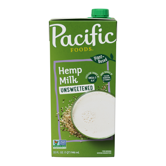 Carton of Pacific Foods Unsweetened Hemp Milk