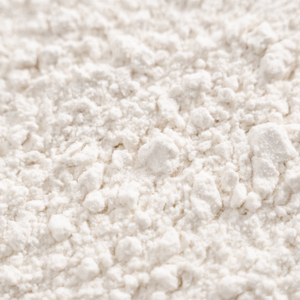 Closeup of potato starch, a fine white powder