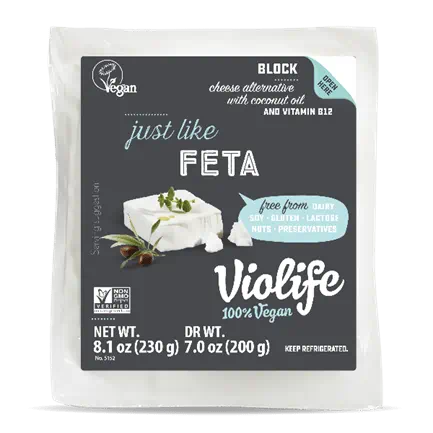 A package of Violife Just Like Feta Dairy-Free Cheese Block